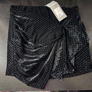 Zara Black Velvet Polka Dot Mini Skirt